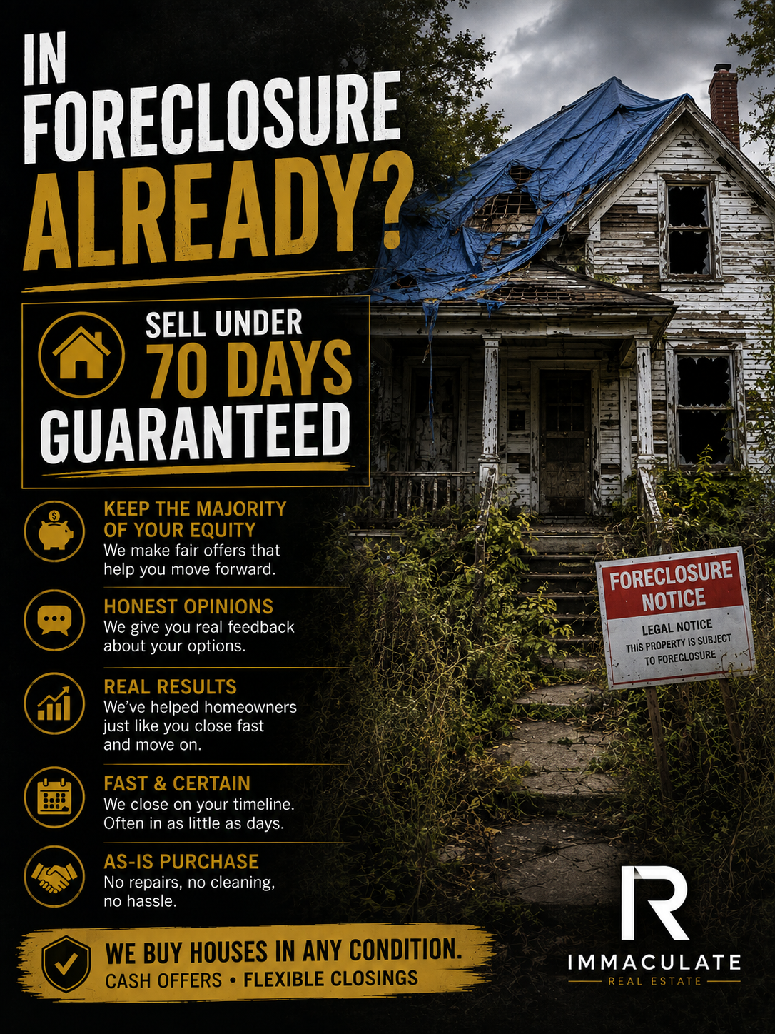 In foreclosure already? Save your equity — Immaculate Real Estate
